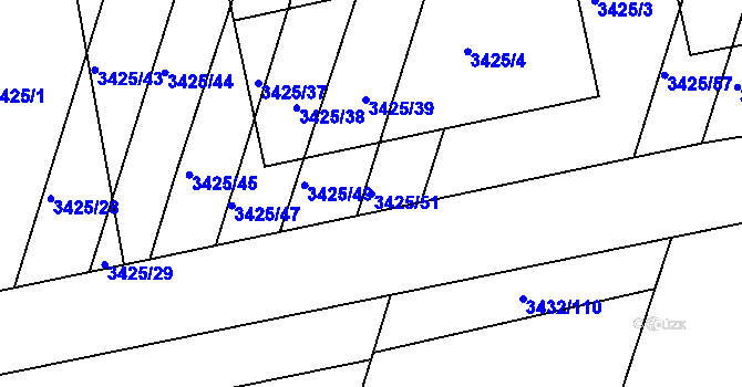 Parcela st. 3425/51 v KÚ Střelice u Brna, Katastrální mapa