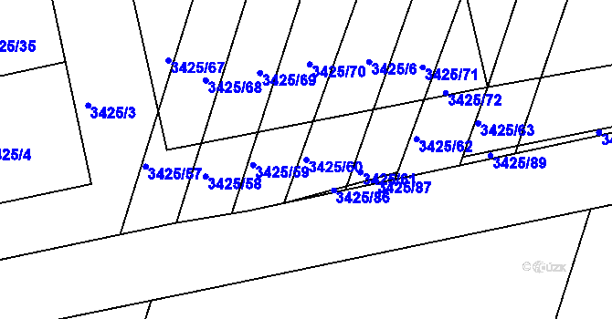 Parcela st. 3425/60 v KÚ Střelice u Brna, Katastrální mapa