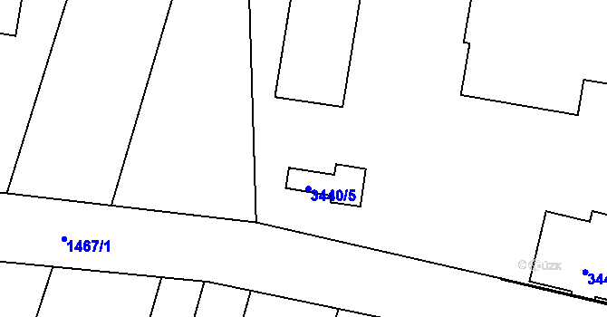 Parcela st. 3440/21 v KÚ Střelice u Brna, Katastrální mapa