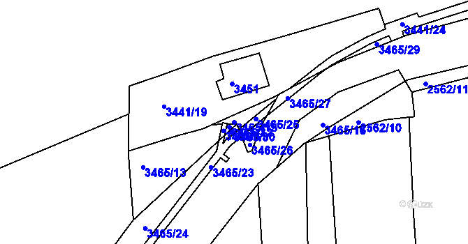 Parcela st. 3465/15 v KÚ Střelice u Brna, Katastrální mapa