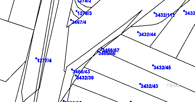 Parcela st. 3466/66 v KÚ Střelice u Brna, Katastrální mapa