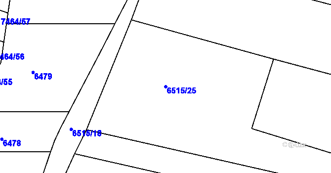 Parcela st. 6515/25 v KÚ Střelice u Brna, Katastrální mapa