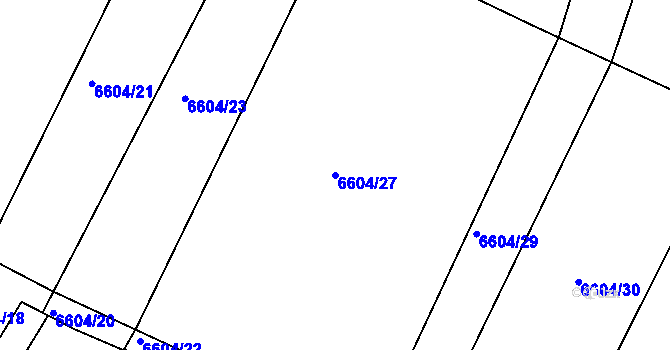 Parcela st. 6604/27 v KÚ Střelice u Brna, Katastrální mapa