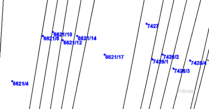 Parcela st. 6621/17 v KÚ Střelice u Brna, Katastrální mapa