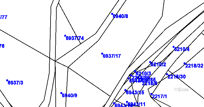 Parcela st. 6937/17 v KÚ Střelice u Brna, Katastrální mapa
