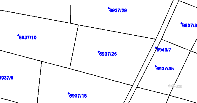 Parcela st. 6937/25 v KÚ Střelice u Brna, Katastrální mapa