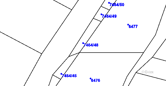 Parcela st. 7464/48 v KÚ Střelice u Brna, Katastrální mapa