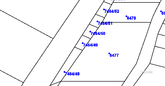 Parcela st. 7464/49 v KÚ Střelice u Brna, Katastrální mapa