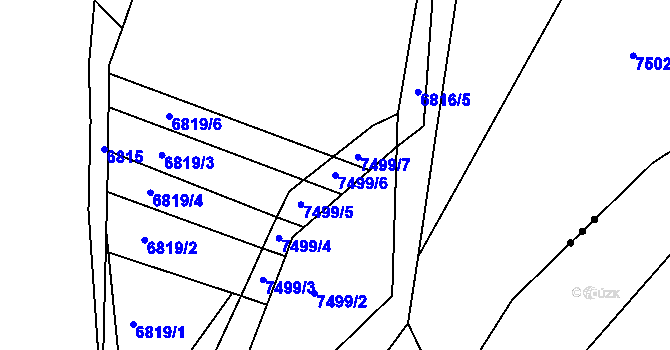 Parcela st. 7499/6 v KÚ Střelice u Brna, Katastrální mapa