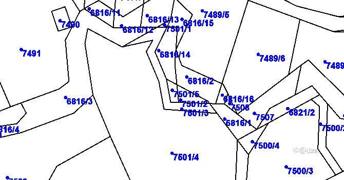 Parcela st. 7501/5 v KÚ Střelice u Brna, Katastrální mapa
