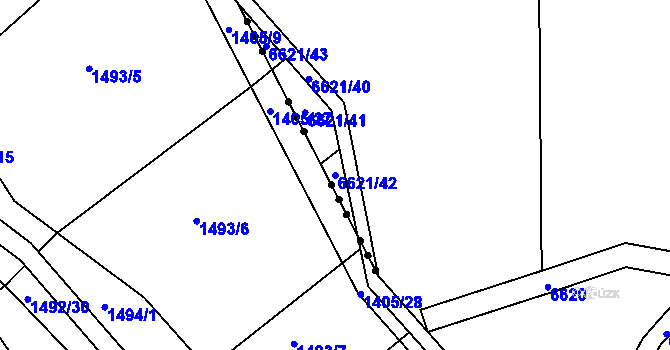 Parcela st. 6621/42 v KÚ Střelice u Brna, Katastrální mapa