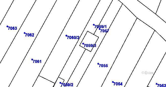 Parcela st. 7059/3 v KÚ Střelice u Brna, Katastrální mapa