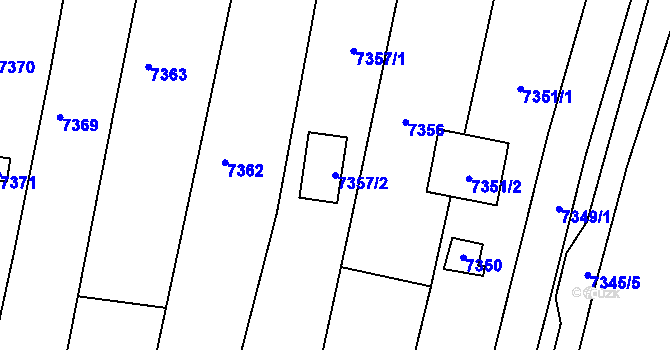 Parcela st. 7357/2 v KÚ Střelice u Brna, Katastrální mapa