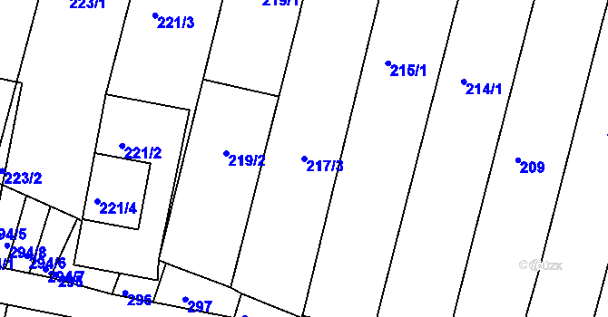 Parcela st. 217/3 v KÚ Střelice u Brna, Katastrální mapa