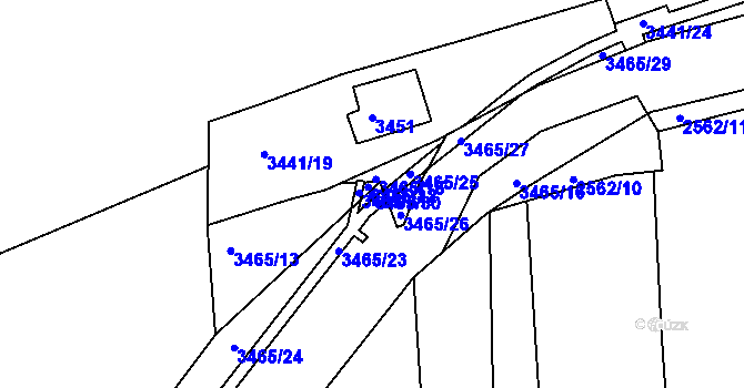 Parcela st. 3465/30 v KÚ Střelice u Brna, Katastrální mapa