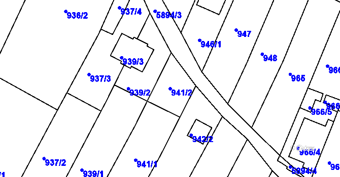 Parcela st. 941/2 v KÚ Střelice u Brna, Katastrální mapa
