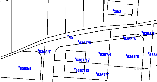 Parcela st. 5367/5 v KÚ Střelice u Brna, Katastrální mapa