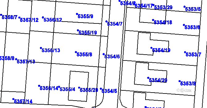 Parcela st. 5354/6 v KÚ Střelice u Brna, Katastrální mapa