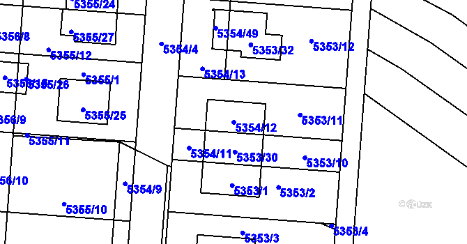 Parcela st. 5354/12 v KÚ Střelice u Brna, Katastrální mapa