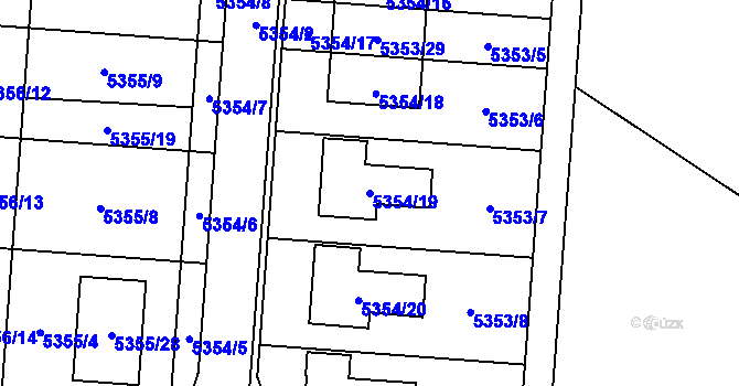 Parcela st. 5354/19 v KÚ Střelice u Brna, Katastrální mapa