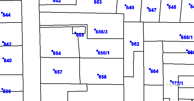 Parcela st. 656/1 v KÚ Střelice u Brna, Katastrální mapa