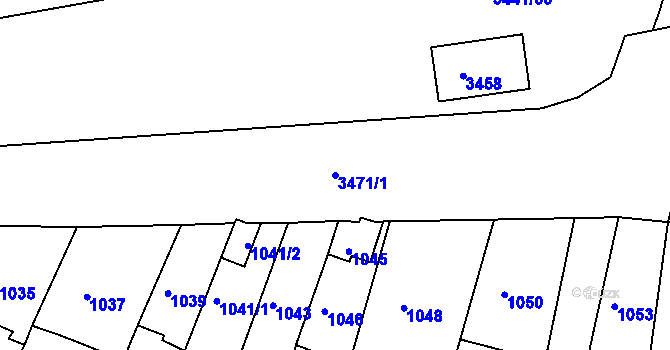 Parcela st. 3471/1 v KÚ Střelice u Brna, Katastrální mapa
