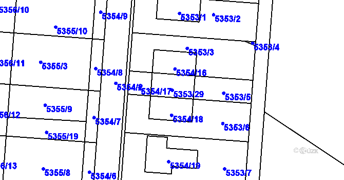 Parcela st. 5353/29 v KÚ Střelice u Brna, Katastrální mapa