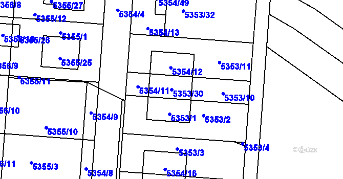 Parcela st. 5353/30 v KÚ Střelice u Brna, Katastrální mapa