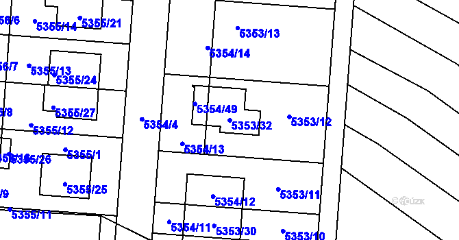 Parcela st. 5353/32 v KÚ Střelice u Brna, Katastrální mapa