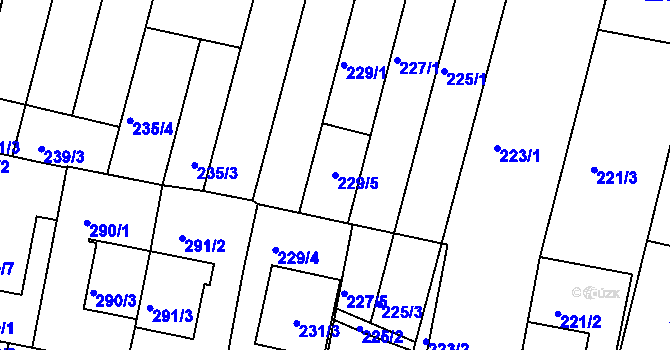 Parcela st. 229/5 v KÚ Střelice u Brna, Katastrální mapa