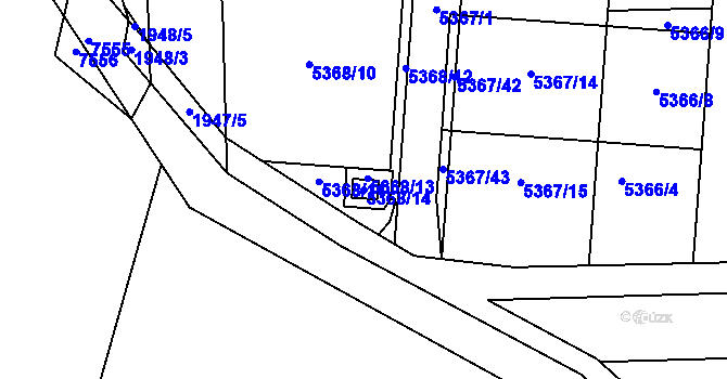 Parcela st. 5368/14 v KÚ Střelice u Brna, Katastrální mapa
