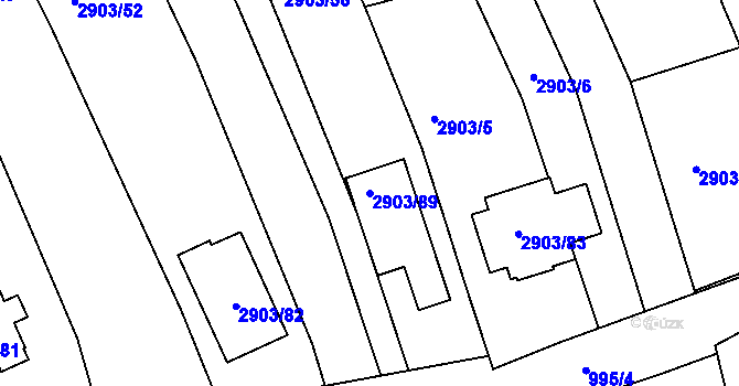 Parcela st. 2903/89 v KÚ Střelice u Brna, Katastrální mapa
