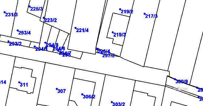 Parcela st. 297/2 v KÚ Střelice u Brna, Katastrální mapa