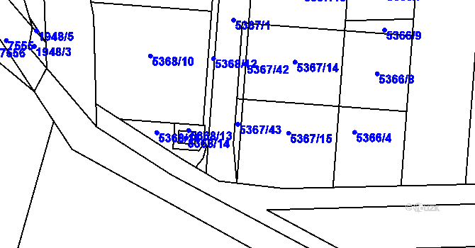 Parcela st. 5367/43 v KÚ Střelice u Brna, Katastrální mapa