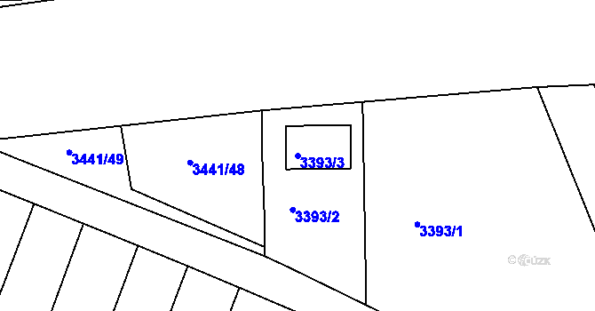 Parcela st. 3393/3 v KÚ Střelice u Brna, Katastrální mapa