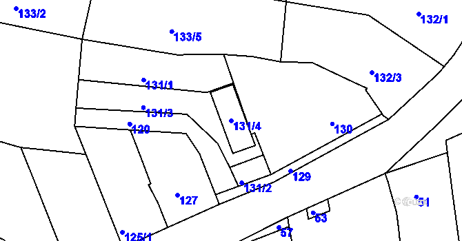 Parcela st. 131/4 v KÚ Střelice u Brna, Katastrální mapa