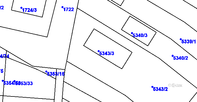 Parcela st. 5343/3 v KÚ Střelice u Brna, Katastrální mapa