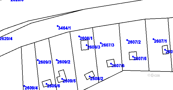 Parcela st. 2608/3 v KÚ Střelice u Brna, Katastrální mapa