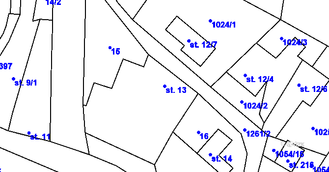 Parcela st. 13 v KÚ Střelice u Jevišovic, Katastrální mapa
