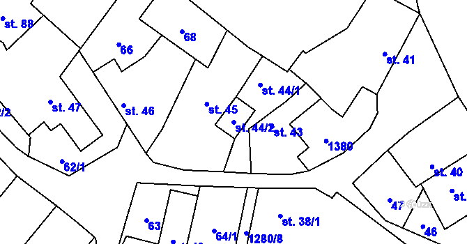 Parcela st. 44/2 v KÚ Střelice u Jevišovic, Katastrální mapa