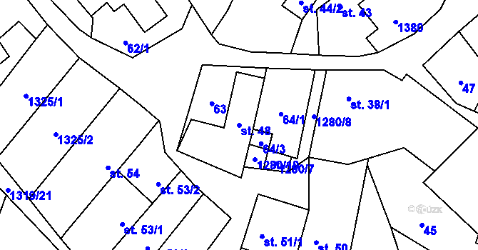 Parcela st. 48 v KÚ Střelice u Jevišovic, Katastrální mapa