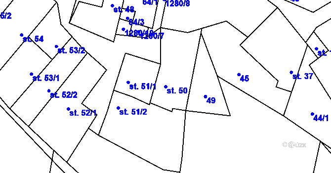 Parcela st. 50 v KÚ Střelice u Jevišovic, Katastrální mapa