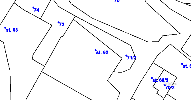 Parcela st. 62 v KÚ Střelice u Jevišovic, Katastrální mapa