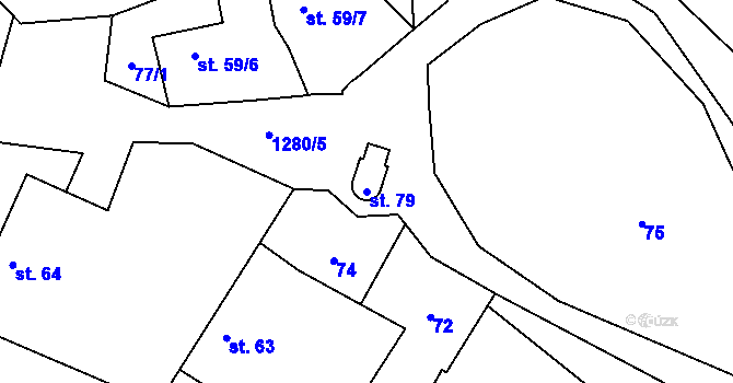 Parcela st. 79 v KÚ Střelice u Jevišovic, Katastrální mapa