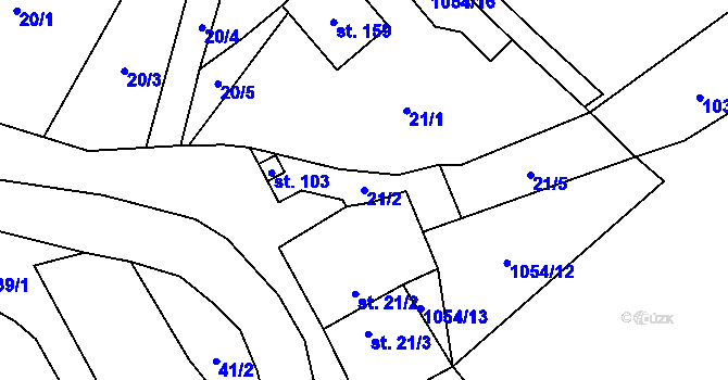 Parcela st. 21/2 v KÚ Střelice u Jevišovic, Katastrální mapa