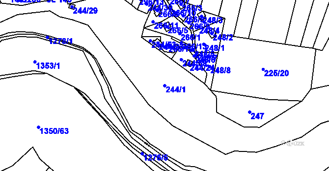 Parcela st. 244/1 v KÚ Střelice u Jevišovic, Katastrální mapa