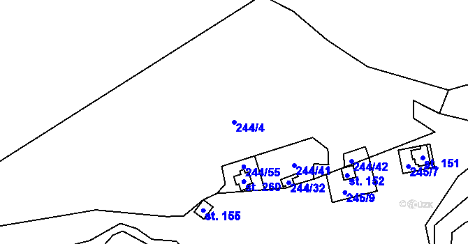 Parcela st. 244/4 v KÚ Střelice u Jevišovic, Katastrální mapa
