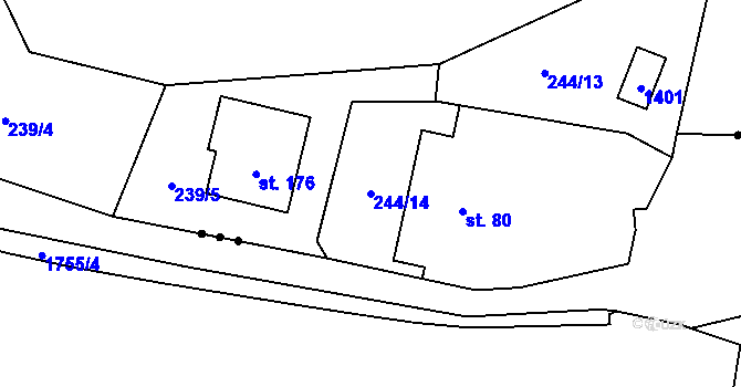 Parcela st. 244/14 v KÚ Střelice u Jevišovic, Katastrální mapa