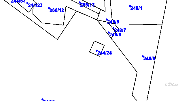 Parcela st. 244/24 v KÚ Střelice u Jevišovic, Katastrální mapa