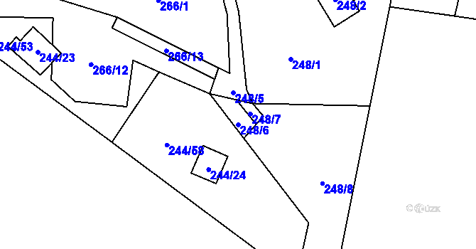 Parcela st. 248/6 v KÚ Střelice u Jevišovic, Katastrální mapa